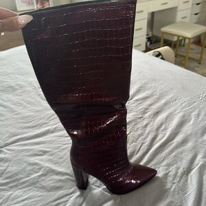 Crocodile burgundy boots